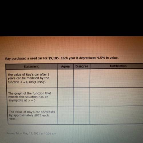 (it’s exponential functions) may someone please help me answer these questions with justifications?