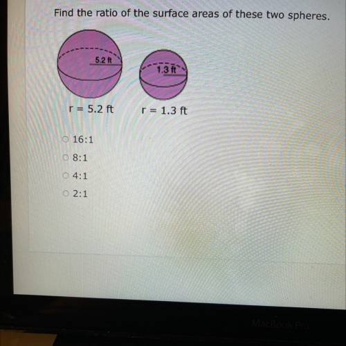 Find the ratio of the surface areas of these two spheres￼