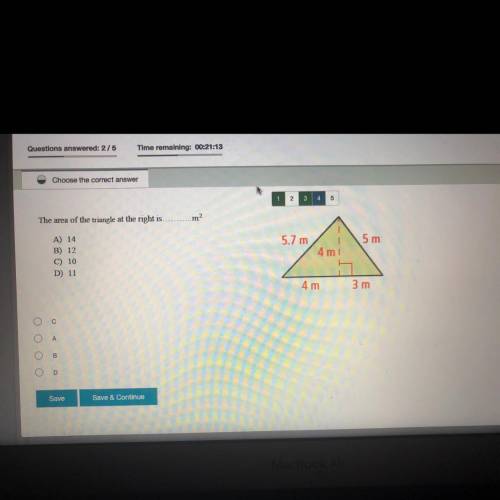 What is the area of the triangle at the right