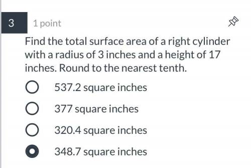 Find the total surface area of a right cylinder with a radius of 3 inches and a height of 17 inches