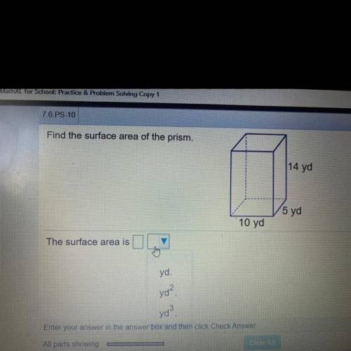 Find the surface of the prism.