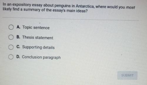In an expository essay about penguins in Antarctica, where would you most likely find a summary of