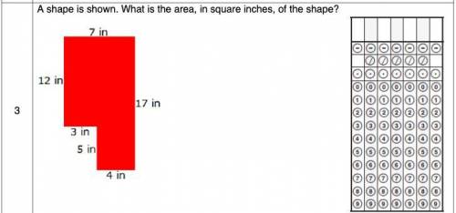 A shape is shown. What is the area, in square inches, of the shape