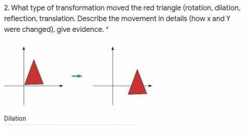 PLEASE HELP ME 10 POINTS PLEASE

What type of transformation moved the red triangle (rotation