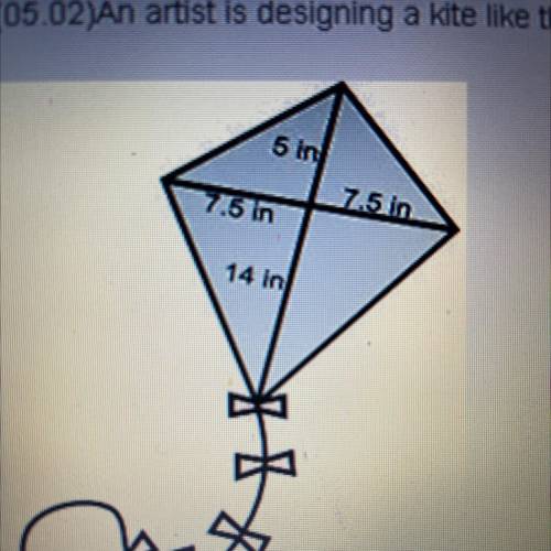 An artist is designing a kite like the one shown below. Calculate the area to determine how much ma
