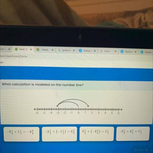 What calculation is modeled on the number line￼ please help