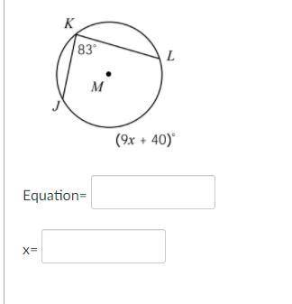 Solve for X. (9x+40)