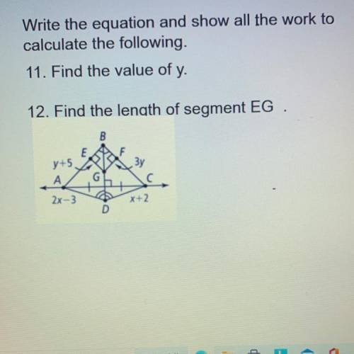 Find the value of y and find the length of segment EG the value is 5/2 I just need to show my work