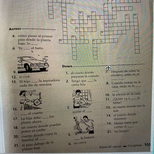 I need help with this Spanish crossword!! someone pls help me