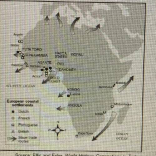 Based on the information presented in this map, one can conclude that

 
A
the majority of slave tr