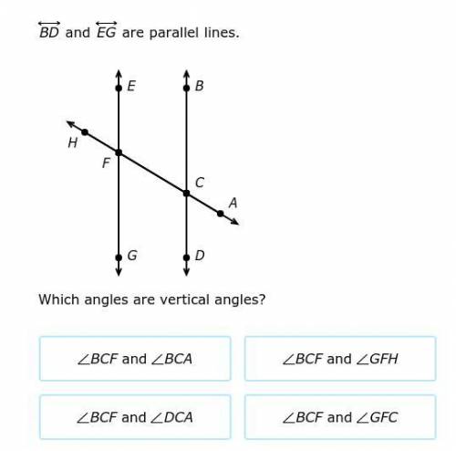 Which angles are vertical angles?