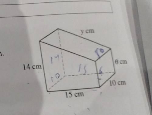 A) Find the value of y.b) Hence, find the surface area of this trapezoidal prism?​