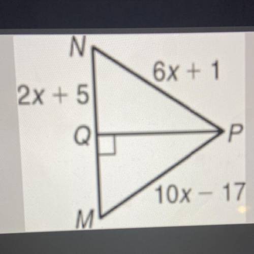 PQ is the perpendicular bisector of MN what is QN?
