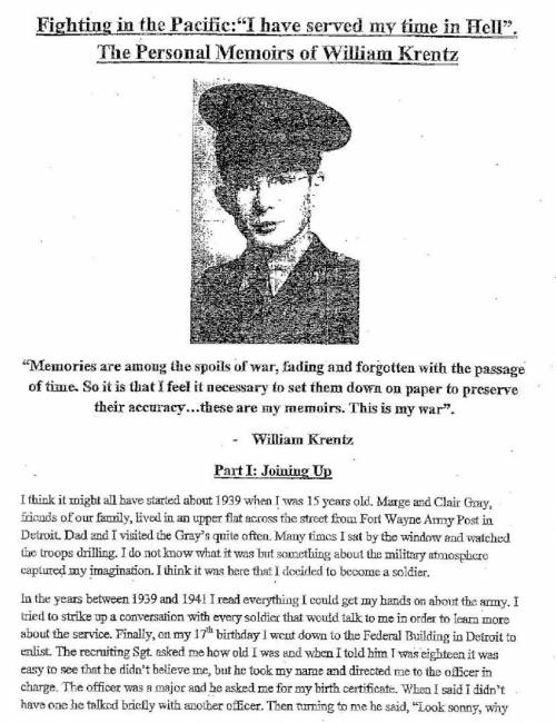 What drove seventeen year old william krentz to try to enlist even though he was underage

(50 wor