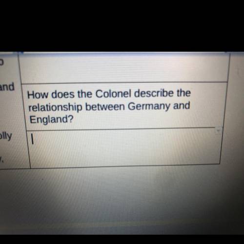 How does the Colonel describe the
relationship between Germany and
England?