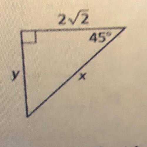 Find the values of x and y. Write your answers in simplest form.