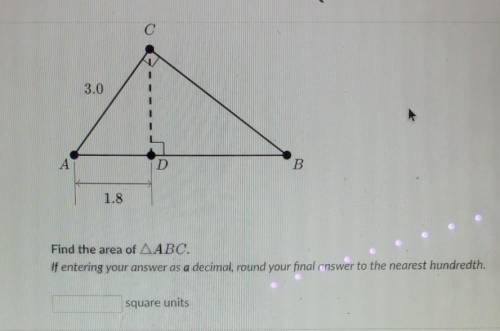 FIND THE AREA OF ABC. ROUND final answer to nearest hundredth if it's a decimal​