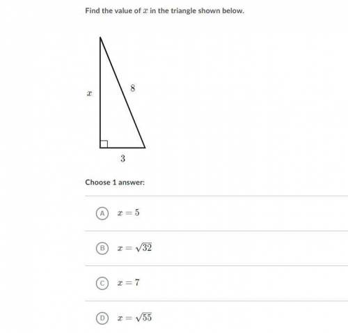 25 POINTS Find the value of x in the triangle shown below.