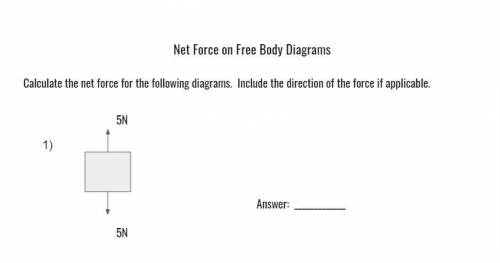 Calculate the net force for the following diagrams. Include the direction of the force if applicabl