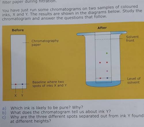 Answer this

a) which ink is likely to be pure? Why?b) What does the chromatography tell us about