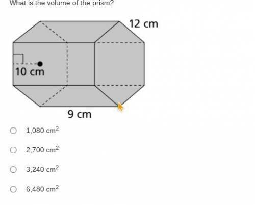 20 POINTS!!!

What is the volume of the prism?A prism has hexagon bases with each side 12 centimet