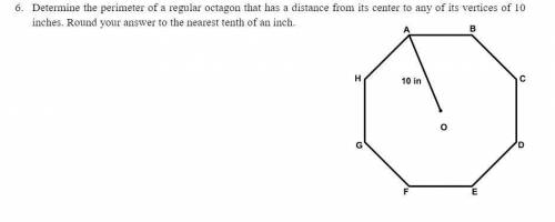 Determine the perimeter of a regular octagon that has a distance from its center to any of its vert