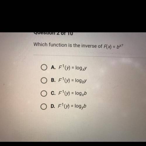 Which function is the inverse of f(x)=b^x