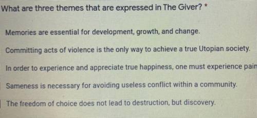 What are three themes that are expressed in The Giver?