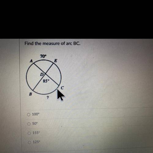 Find the measure of the arc BC