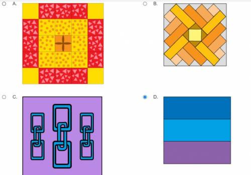 Jenny is making a quilt from the pattern blocks shown below.

Which block has a pattern with exact