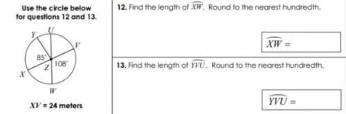 Find the length of XW. Round to the nearest hundredth.

Find the length of YVU. Round to the neare