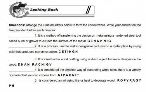 Directions: Arrange the jumbled letters below to form the correct word. Write your answer on the