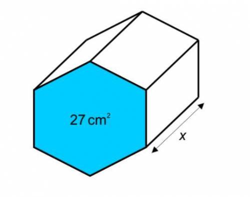 The volume of this prism is 378cm^3.
What is the length of x?