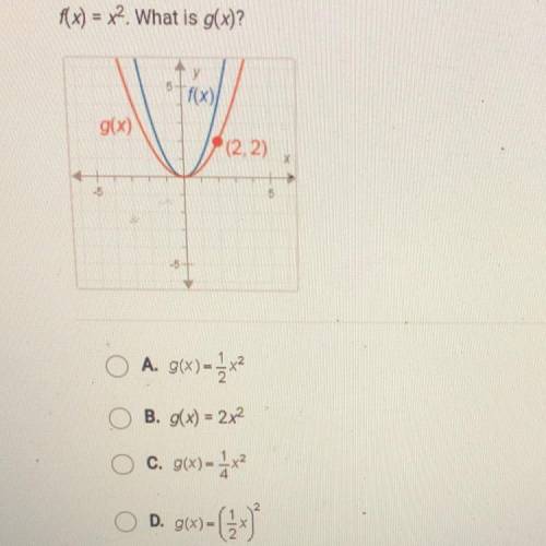 F(x) = x2 What is g(x)?

g(x)
(2.2)
A. g(x)=2x2
B. g(x) = 2x2
C. g(x)=x2
OD. g(x)=(