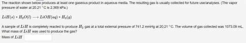 The reaction shown below produces at least one gaseous product in aqueous media. The resulting gas