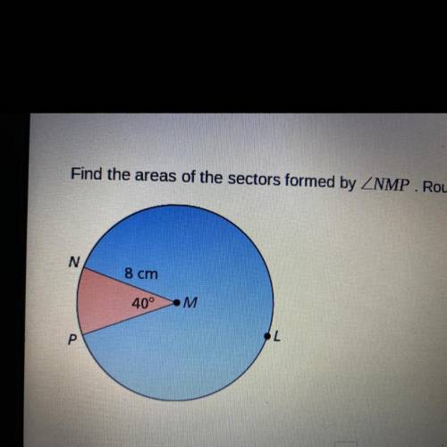 Find the areas of the sectors formed by angle NMP Round your answers to the nearest hundredth of a