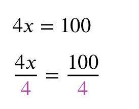 How would you solve the equation 4x=100