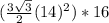 (\frac{3\sqrt{3} }{2}(14)^2)*16