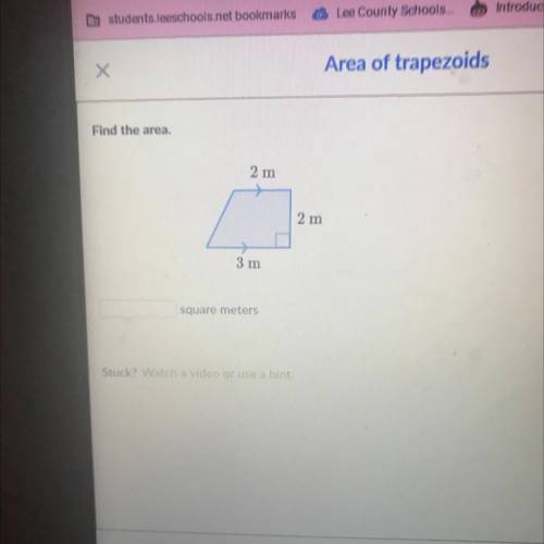 Find the area,
2 m
2 m
3 m
square meters