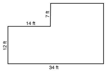 Find the area of the bedroom with the shape shown in the figure, in square feet. A) 67 ft2 B) 106 f