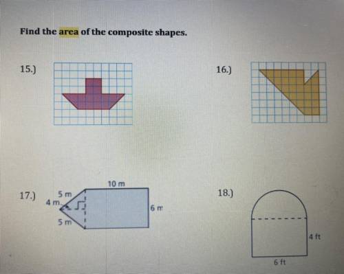 Find the area of the composite shapes.