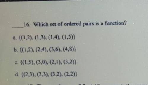 Which set of ordered pairs is a function ​