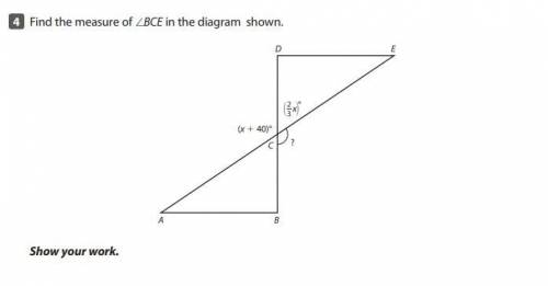 Find the measure of /BCE in the diagram shown.