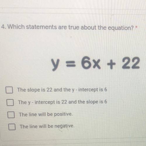 PLEASR HELP ME IM BEGGIN YOU .
which statment(S) are true about the equation on the picture?