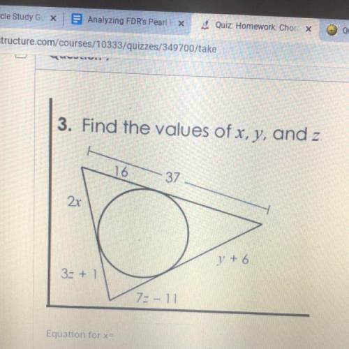 Find the values of x,y, and z and the perimeter