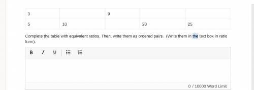 15 POINTS FOR ANSWER: Complete the table with equivalent ratios. Then, write them as ordered pairs.