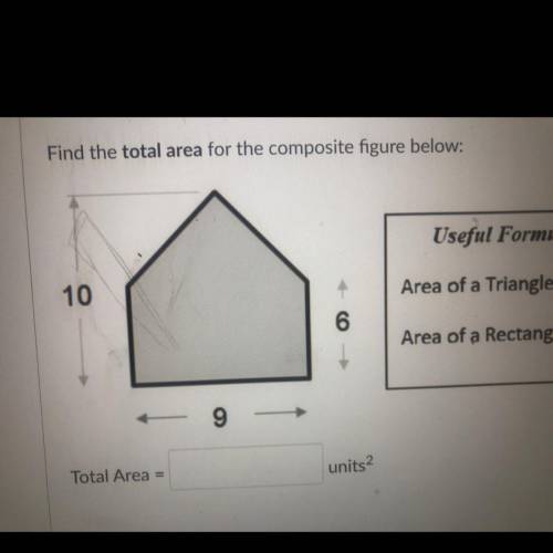 Find the total area for the composite figure below
