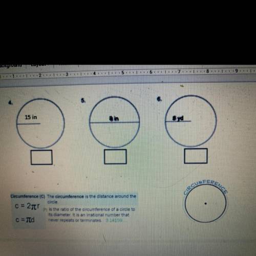 Find the circumference of each circle from the given radius or diameter
Please help
