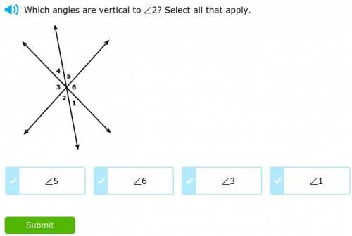 Which angles are vertical to 2 ? Select all that apply