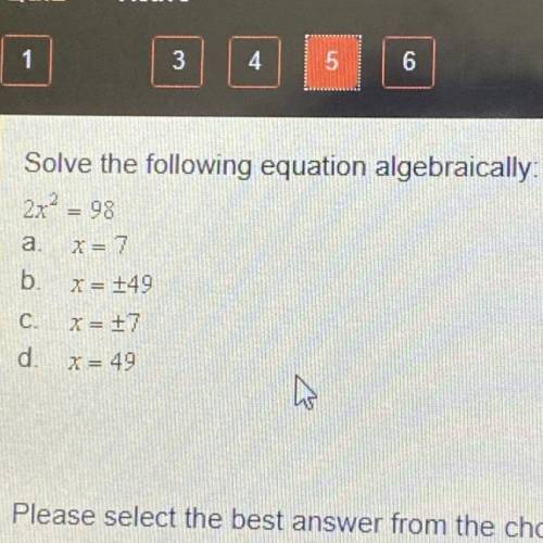 Solve the following equation algebraically please